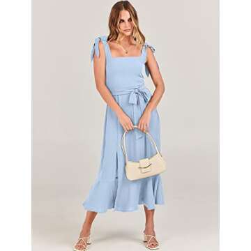 ANRABESS Women's Square Neck Ruffle Split Midi Elegant Formal Wedding Guest Cocktail Bridesmaid Graduation Party Dresses Sky Large