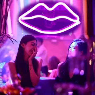 Lips Shaped Neon Signs Led Romantic Art Decorative Neon Lights Wall Decor for Christmas Gift Studio Party Kids Room Living Room Wedding Party Decoration Pink