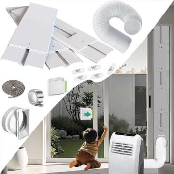 Gulrear Portable AC Sliding Door Vent Kit - 95" with Security Lock & Weather Stripping