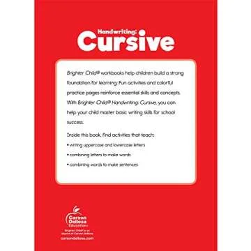 Carson Dellosa Grades 2-5 Cursive Handwriting Workbook, Writing Book With Sight Words, Sentences, an...
