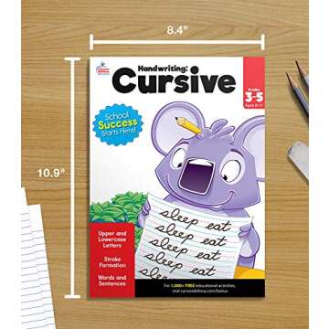 Carson Dellosa Grades 2-5 Cursive Handwriting Workbook, Writing Book With Sight Words, Sentences, and Letter Tracing Activities, Classroom or Homeschool Curriculum
