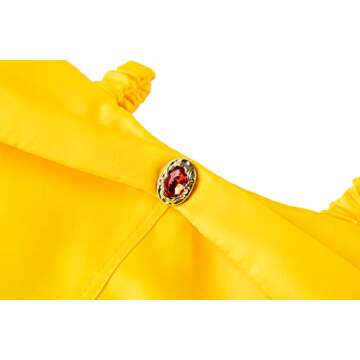 Funna Princess Costume Layered Dress Off Shoulder for Girls Dress Up with Accessories Yellow, 6 Years