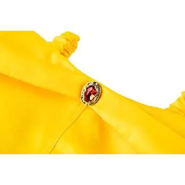 Funna Princess Costume Layered Dress Off Shoulder for Girls Dress Up with Accessories Yellow, 6 Years