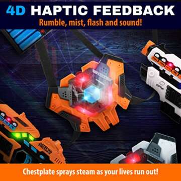 USA Toyz Rechargeable Laser Tag Game - 2pk Set with Guns and Vests, 2 Laser Guns, 2 Lazer Tag Vests with FX, LEDs Outdoor Multiplayer Toy Shooting Games for Kids, Teens, Adults