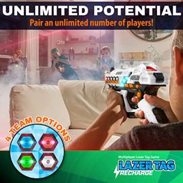 USA Toyz Rechargeable Laser Tag Game - 2pk Set with Guns and Vests, 2 Laser Guns, 2 Lazer Tag Vests with FX, LEDs Outdoor Multiplayer Toy Shooting Games for Kids, Teens, Adults