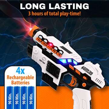 USA Toyz Rechargeable Laser Tag Game - 2pk Set with Guns and Vests, 2 Laser Guns, 2 Lazer Tag Vests with FX, LEDs Outdoor Multiplayer Toy Shooting Games for Kids, Teens, Adults