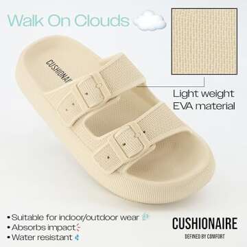 CUSHIONAIRE Women's Fame recovery cloud slide sandals with +Comfort, White 7