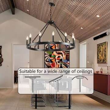 ZBMYRBZJ Black Wagon Wheel Chandelier 12-Light