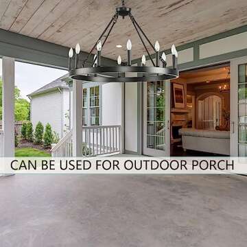 ZBMYRBZJ Black Wagon Wheel Chandelier 12-Light