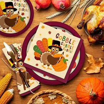 Turkey Thanksgiving Party Supplies Kit for 50 Guests