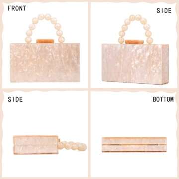 Acrylic Clutch Purses Marbling Handbags for Women Evening Clutch Shoulder Crossbody Bag with Pearl W...