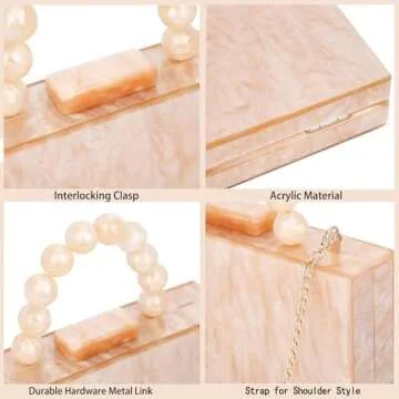 Elegant Acrylic Clutch with Pearl Handle for Women