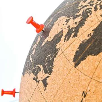 Suck UK | Cork Globe | Push Pin Globe | World Map Pin Board | Travel Map With Pins | Desk Decor & Of...