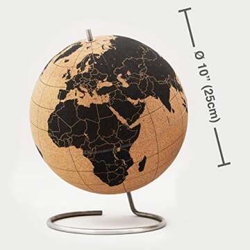 Suck UK | Cork Globe | Push Pin Globe | World Map Pin Board | Travel Map With Pins | Desk Decor & Office Decor | World Globe Decor Travel Decor | Interactive Globe | Travel Gifts For Women | Large