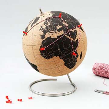 Suck UK | Cork Globe | Push Pin Globe | World Map Pin Board | Travel Map With Pins | Desk Decor & Office Decor | World Globe Decor Travel Decor | Interactive Globe | Travel Gifts For Women | Large