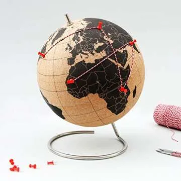Suck UK | Cork Globe | Push Pin Globe | World Map Pin Board | Travel Map With Pins | Desk Decor & Office Decor | World Globe Decor Travel Decor | Interactive Globe | Travel Gifts For Women | Large