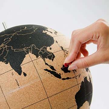 Suck UK | Cork Globe | Push Pin Globe | World Map Pin Board | Travel Map With Pins | Desk Decor & Office Decor | World Globe Decor Travel Decor | Interactive Globe | Travel Gifts For Women | Large