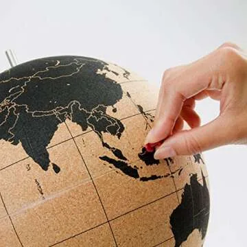 Suck UK | Cork Globe | Push Pin Globe | World Map Pin Board | Travel Map With Pins | Desk Decor & Office Decor | World Globe Decor Travel Decor | Interactive Globe | Travel Gifts For Women | Large