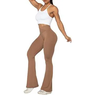 Sunzel Flare Leggings, Crossover Yoga Pants for Women with Tummy Control, High-Waisted and Wide Leg