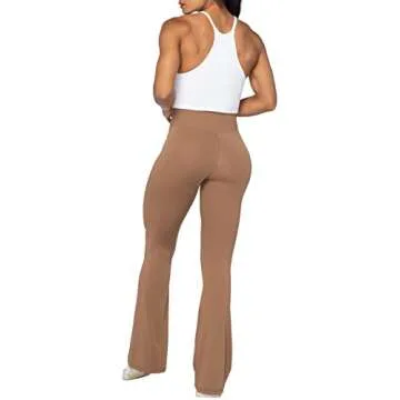 Sunzel Flare Leggings, Crossover Yoga Pants for Women with Tummy Control, High-Waisted and Wide Leg
