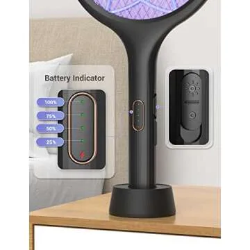 YISSVIC Electric Fly Swatter 4000V Bug Zapper Racket Dual Modes Mosquito Killer with Purple Mosquito Light Rechargeable for Indoor Home Office Backyard Patio Camping