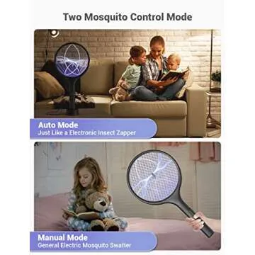 YISSVIC Electric Fly Swatter 4000V Bug Zapper Racket Dual Modes Mosquito Killer with Purple Mosquito Light Rechargeable for Indoor Home Office Backyard Patio Camping