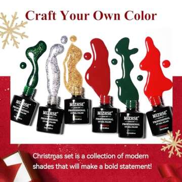 MIZHSE Gel Nail Polish Set,Sparkle Green Glitter Gold Silver Gel Polish Dark Green Dark Red Gel Polish Kits Soak Off Nail Art Manicure Home New Year Christmas Day Gifts for Ladies