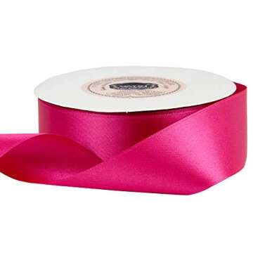 VATIN Solid Color Double Faced Hot Pink Satin Ribbon 1-1/2" Wide 50-Yards Long Perfect for Wedding Decor, Crafts, Bow Making, Sewing, Gift Package Wrapping and Other Projects