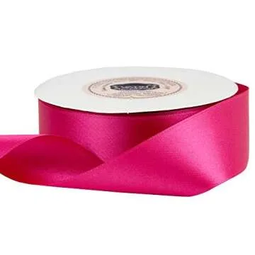 VATIN Solid Color Double Faced Hot Pink Satin Ribbon 1-1/2" Wide 50-Yards Long Perfect for Wedding Decor, Crafts, Bow Making, Sewing, Gift Package Wrapping and Other Projects