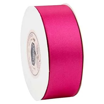 VATIN Solid Color Double Faced Hot Pink Satin Ribbon 1-1/2" Wide 50-Yards Long Perfect for Wedding Decor, Crafts, Bow Making, Sewing, Gift Package Wrapping and Other Projects