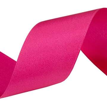 VATIN Solid Color Double Faced Hot Pink Satin Ribbon 1-1/2" Wide 50-Yards Long Perfect for Wedding Decor, Crafts, Bow Making, Sewing, Gift Package Wrapping and Other Projects