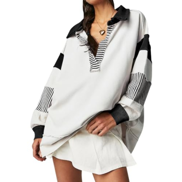 Ugerlov Oversized Sweatshirt with Lapel Collar for Women