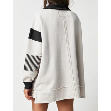 Ugerlov Oversized Sweatshirt with Lapel Collar for Women