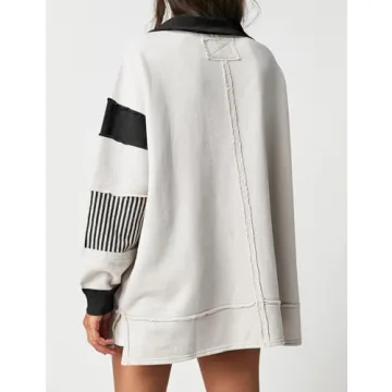 Ugerlov Oversized Sweatshirt with Lapel Collar for Women