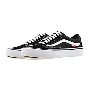 Vans Men's Old Skool Pro Skate Shoe Black/White 10.5 D(M) US