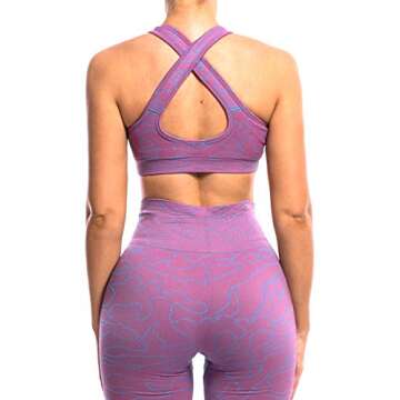 QINSEN Seamless Bras for Women Yoga Pants Bodycon 2 Piece Outfits Workout Running Activewear Purple L