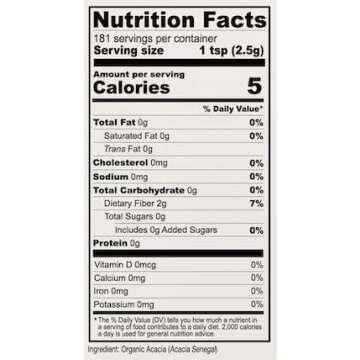 Anthony's Organic Acacia Senegal Powder, 1 lb, Batch Tested Gluten Free, Non GMO, Soluble Fiber, Prebiotic