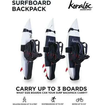 Koraloc Surf Backpack for 3 Boards - Hands-Free Access