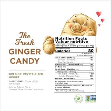 GIN GINS Crystalized Ginger – Natural Ginger Candy by The Ginger People – Individually Wrapped Healthy Candy – 3.5 oz Bags – (Pack of 1)