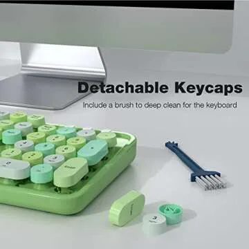 KNOWSQT Wireless Keyboard and Mouse Combo, Green Colorful 2.4G Typewriter Full-Size Retro Keyboards - USB Receiver Plug and Play, for Computer, PC, Laptop, Desktop, Windows