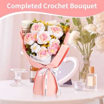 Crochet Flower Bouquet, 6 Handmade Crochet Flowers, Graduation Flower Bouquet, Knitted Bouquet, Rose...