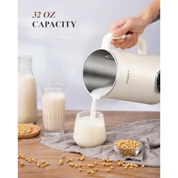 KIDISLE 8 in 1 Nut Milk Maker Blender, 32oz Homemade Almond, Oat, Coconut, Soy, Plant Based Milks and Non Dairy Beverages, Automatic Soybean Milk Machine with Delay Start/Keep Warm/Boil Water, White