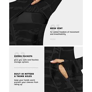 GYM RAINBOW Women's Lightweight Running Jackets Cottony-Soft 4-Way Stretch Zip up Slim Fit Workout Yoga Athletic Jacket(A-Camo Black,X-Small)