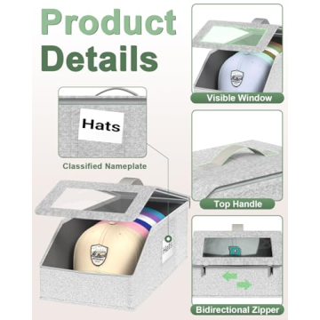 Cigorea Hat Organizer Set - Holds 26 Caps, Dust-Proof Storage