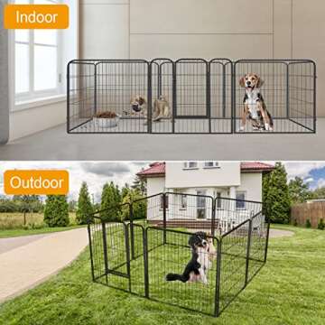 Dog Fence Puppy Pen Outdoor Pet Playpen Portable Dog Kennel Indoor Large Enclosure Heavy Duty Metal ...