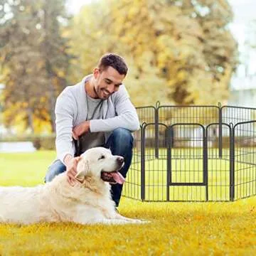 Dog Fence Puppy Pen Outdoor Pet Playpen Portable Dog Kennel Indoor Large Enclosure Heavy Duty Metal Play Yard Gate for Small Medium Dogs Rabbits Cats 8 Panels (31Lx24H-8Panels)