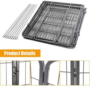 Dog Fence Puppy Pen Outdoor Pet Playpen Portable Dog Kennel Indoor Large Enclosure Heavy Duty Metal Play Yard Gate for Small Medium Dogs Rabbits Cats 8 Panels (31Lx24H-8Panels)