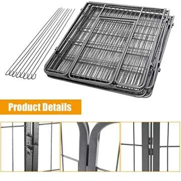 Dog Fence Puppy Pen Outdoor Pet Playpen Portable Dog Kennel Indoor Large Enclosure Heavy Duty Metal Play Yard Gate for Small Medium Dogs Rabbits Cats 8 Panels (31Lx24H-8Panels)