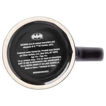 Silver Buffalo DC Comics Batman Logo with Bat Pattern Ceramic Coffee Mug, 14 Ounces