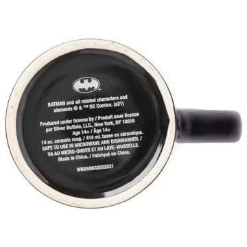 Silver Buffalo DC Comics Batman Logo with Bat Pattern Ceramic Coffee Mug, 14 Ounces